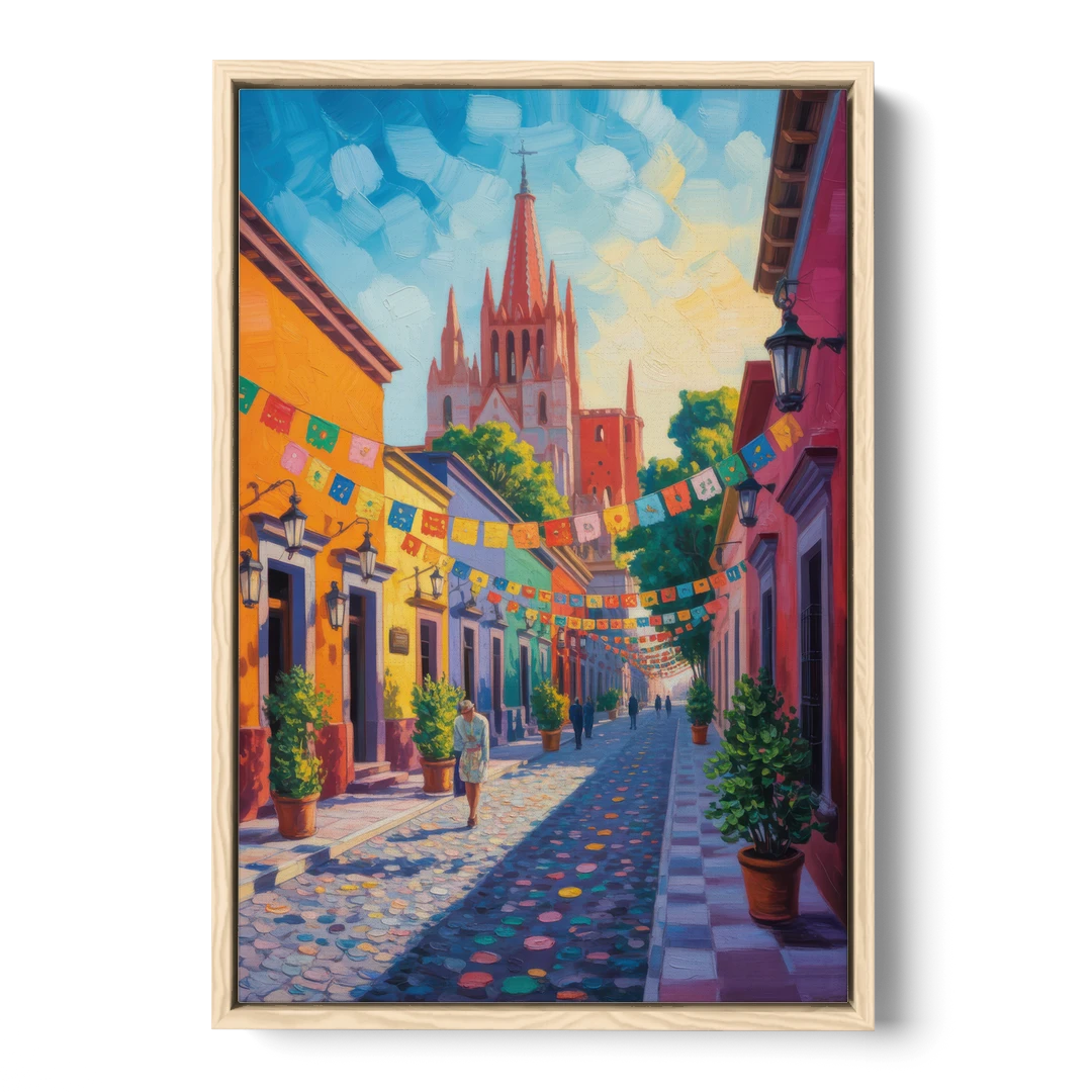 Parroquia de San Miguel - Oak Framed Canvas Wall Art - Front