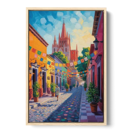Parroquia de San Miguel - Oak Framed Canvas Wall Art - Front