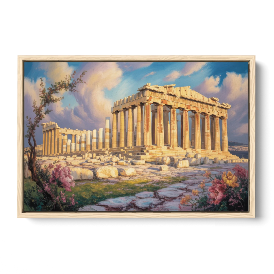 Parthenon Glory - Oak Framed Canvas Wall Art - Front