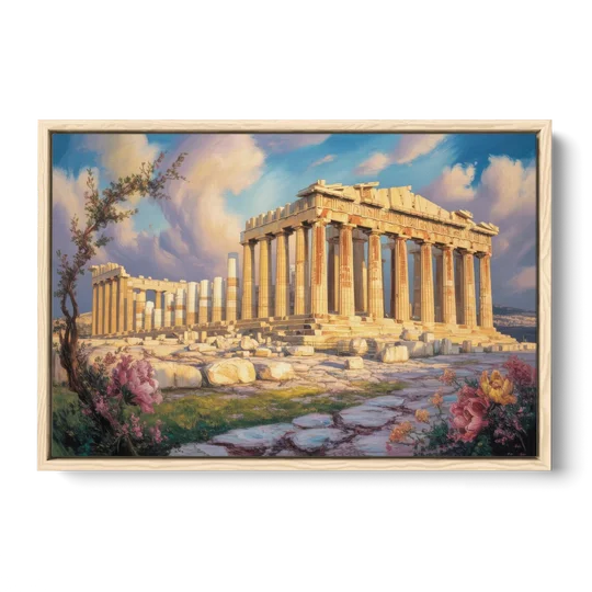 Parthenon Glory - Oak Framed Canvas Wall Art - Front