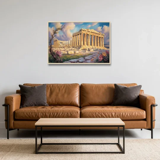 Parthenon Glory - Oak Framed Canvas Wall Art - Sofa - 36x24