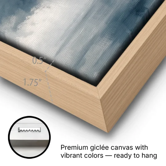 Passing Rain Over a Calm Sea Above the Headboard - Oak Framed Canvas Wall Art - Gallery Wrap Corner