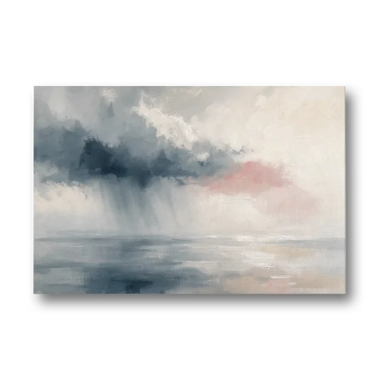 Passing Rain Over a Calm Sea Above the Headboard - Canvas Wall Art - Front