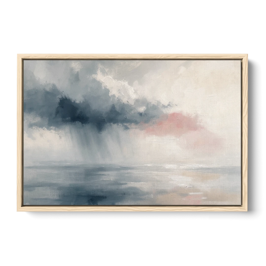 Passing Rain Over a Calm Sea Above the Headboard - Oak Framed Canvas Wall Art - Front