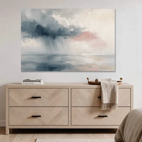 Passing Rain Over a Calm Sea Above the Headboard - Canvas Wall Art - Coffee Table - 60x40
