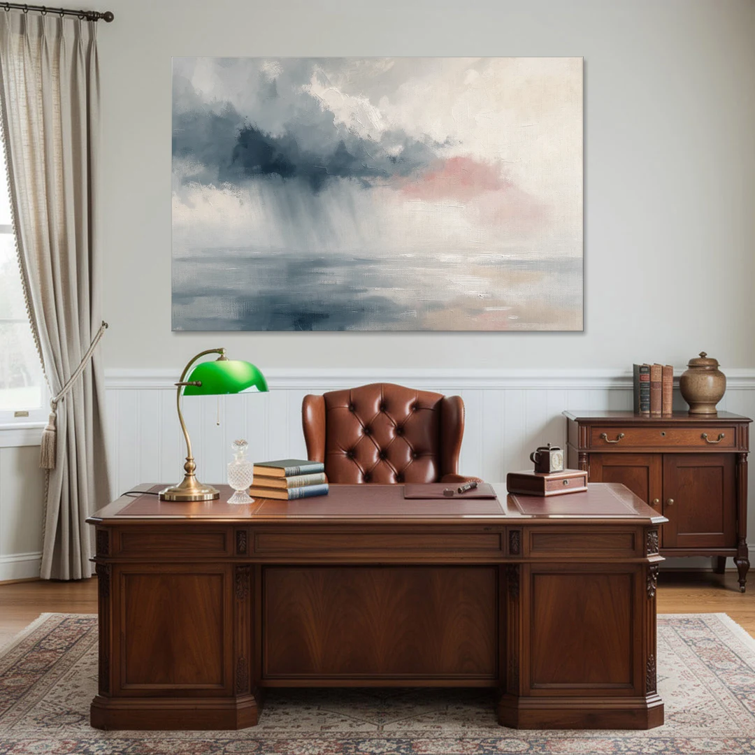 Passing Rain Over a Calm Sea Above the Headboard - Canvas Wall Art - Office - 60x40