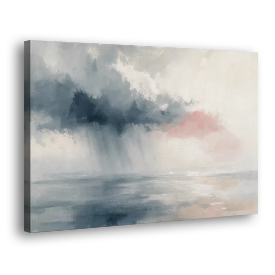 Passing Rain Over a Calm Sea Above the Headboard - Canvas Wall Art - Side