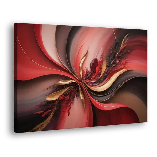 Passion Waves Red Abstract - Canvas Wall Art - Side