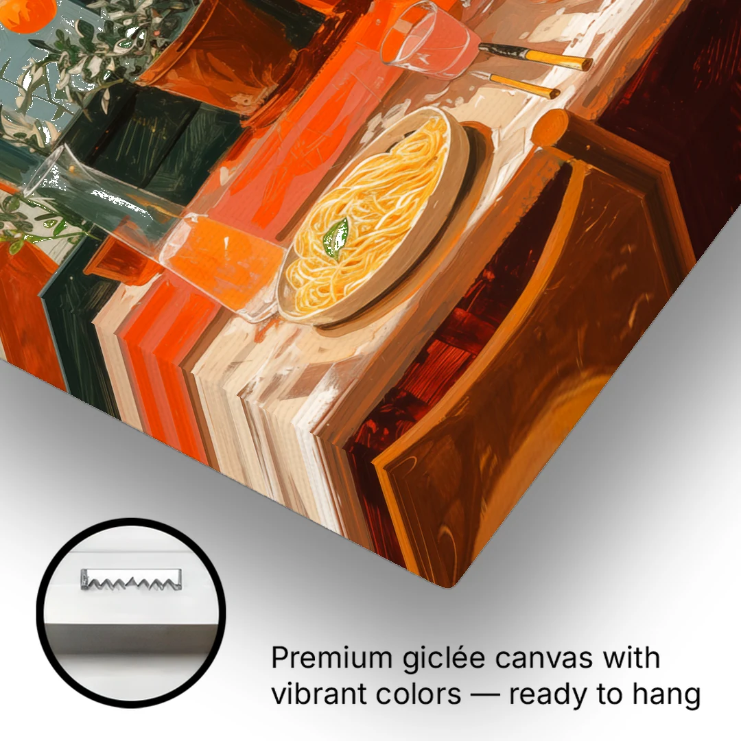 Pasta Art of a Trattoria Table - Canvas Wall Art - Gallery Wrap Corner