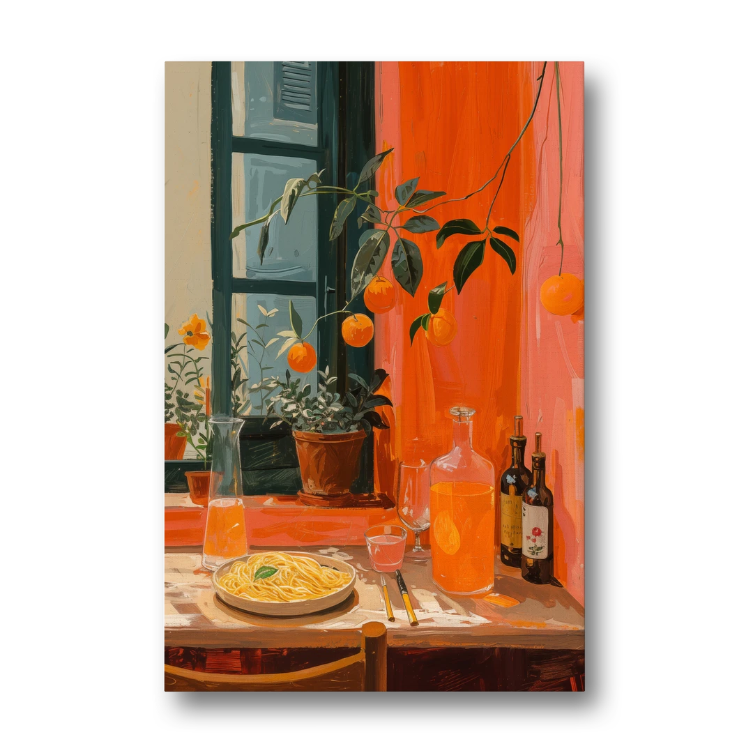 Pasta Art of a Trattoria Table - Canvas Wall Art - Front