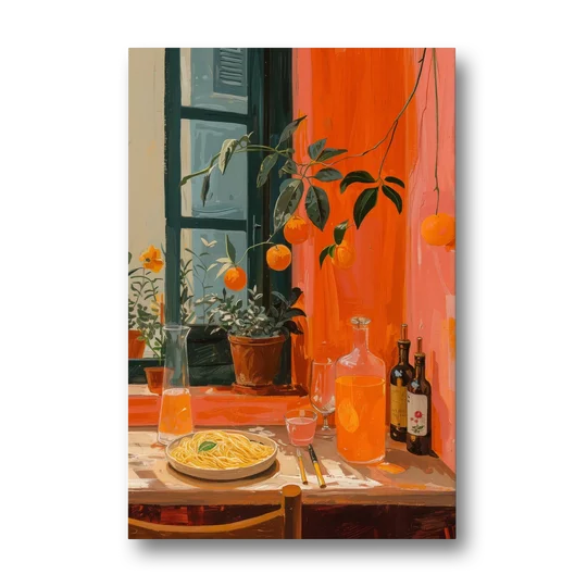 Pasta Art of a Trattoria Table - Canvas Wall Art - Front