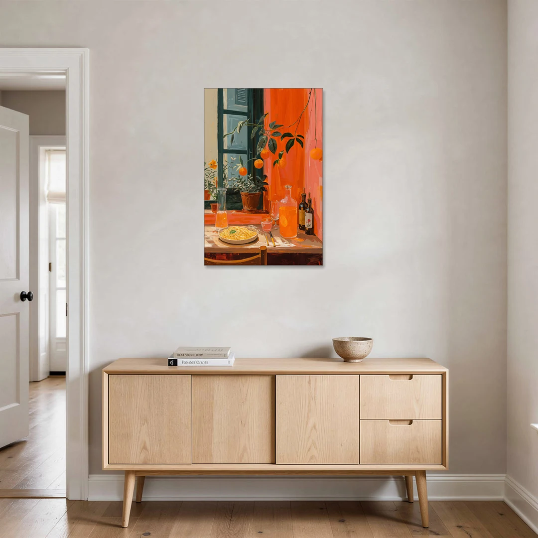 Pasta Art of a Trattoria Table - Canvas Wall Art - Coffee Table - 24x36