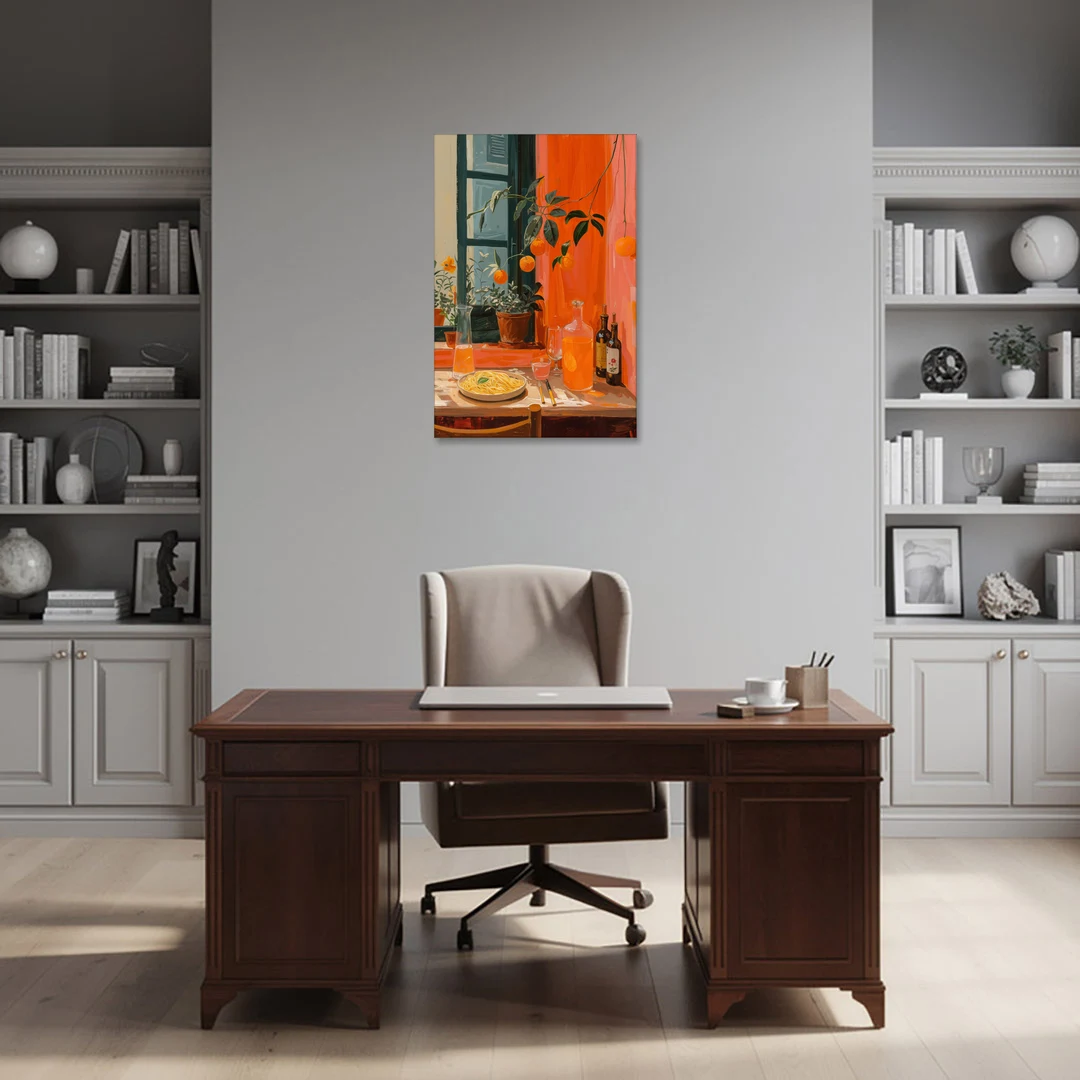 Pasta Art of a Trattoria Table - Canvas Wall Art - Office - 24x36