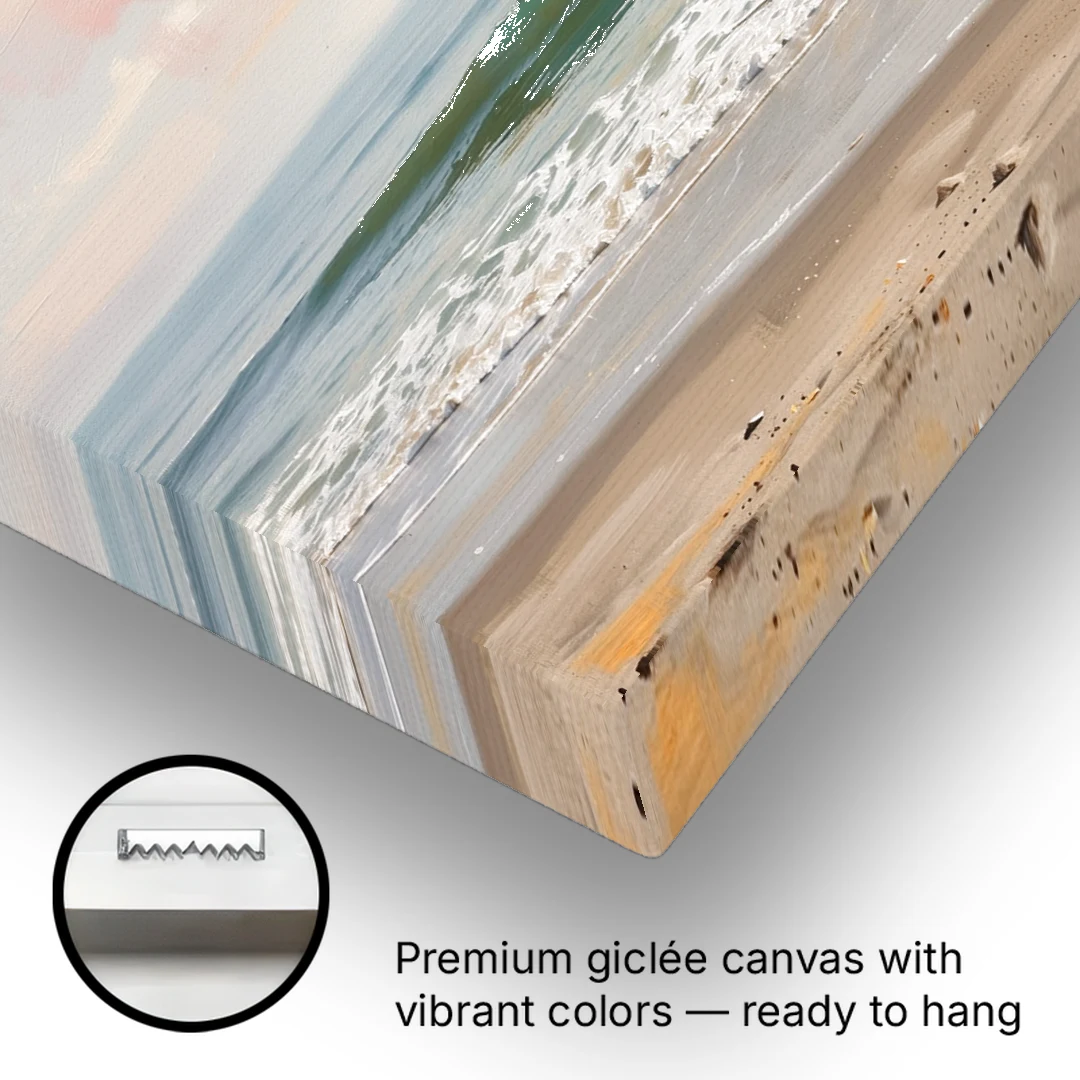Pastel Abstract Wall Art of a Blush Morning Sea - Canvas Wall Art - Gallery Wrap Corner