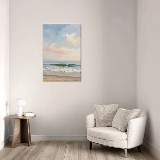 Pastel Abstract Wall Art of a Blush Morning Sea - Canvas Wall Art - Sofa - 24x36