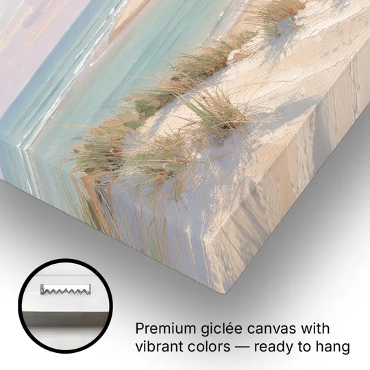 Pastel Beach Painting with Seafoam Lagoon - Canvas Wall Art - Gallery Wrap Corner