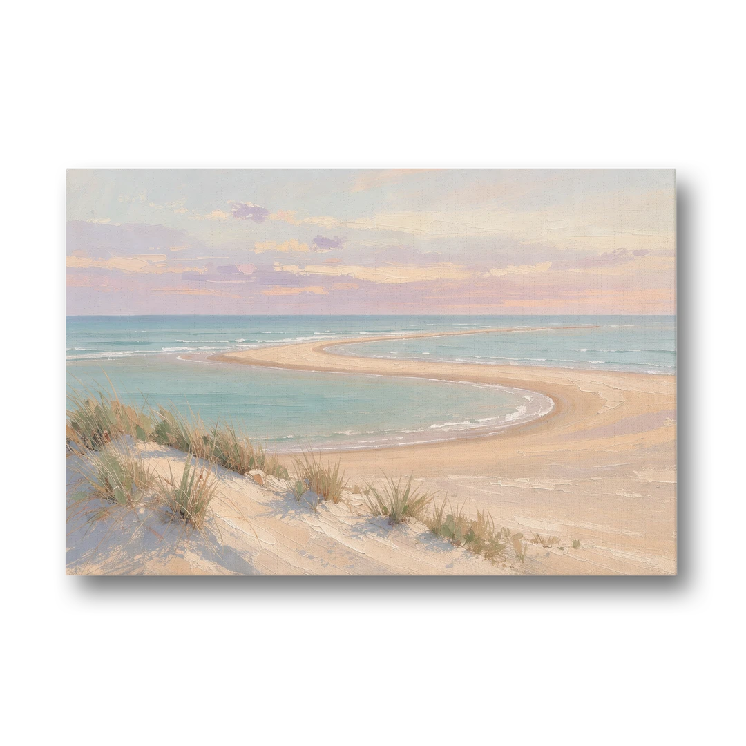 Pastel Beach Painting with Seafoam Lagoon - Canvas Wall Art - Front
