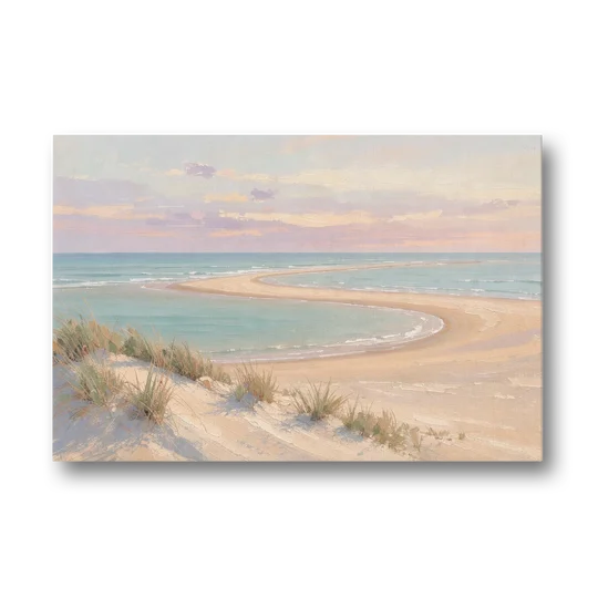 Pastel Beach Painting with Seafoam Lagoon - Canvas Wall Art - Front