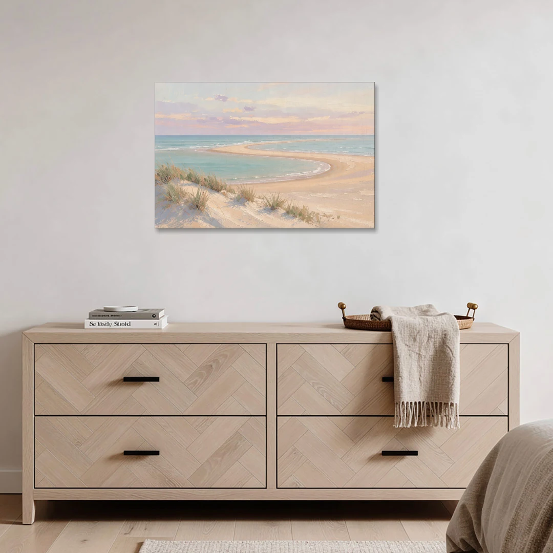 Pastel Beach Painting with Seafoam Lagoon - Canvas Wall Art - Coffee Table - 36x24