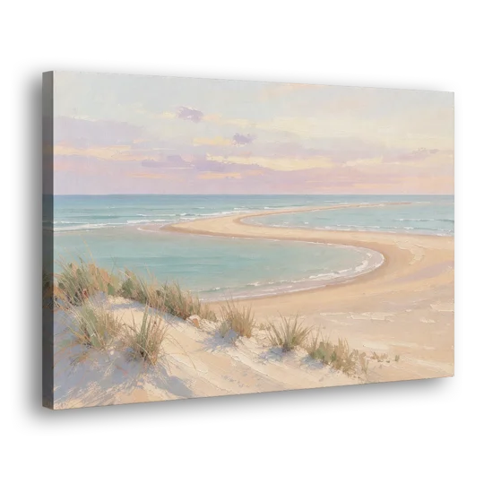 Pastel Beach Painting with Seafoam Lagoon - Canvas Wall Art - Side