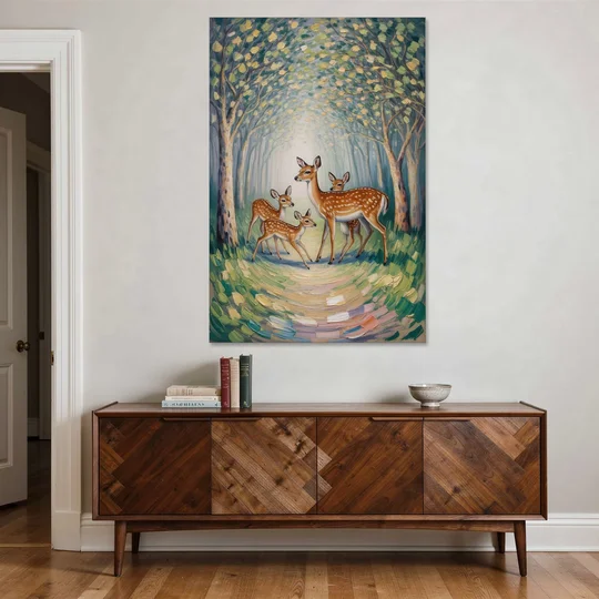 Pastoral Deer Family - Canvas Wall Art - Coffee Table - 40x60