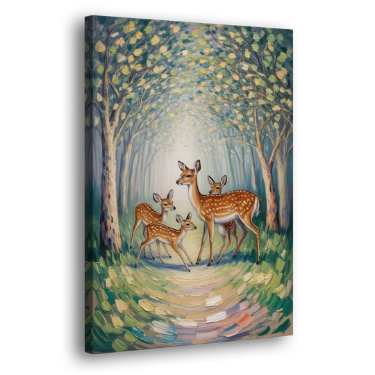 Pastoral Deer Family - Canvas Wall Art - Side