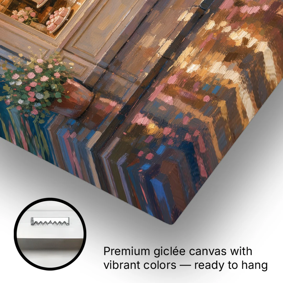 Pastry Painting of a Patisserie at Blue Dusk - Canvas Wall Art - Gallery Wrap Corner