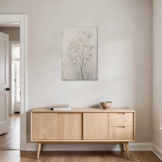 Peaceful Bedroom Art of a Silver Honesty Branch - Canvas Wall Art - Coffee Table - 24x36