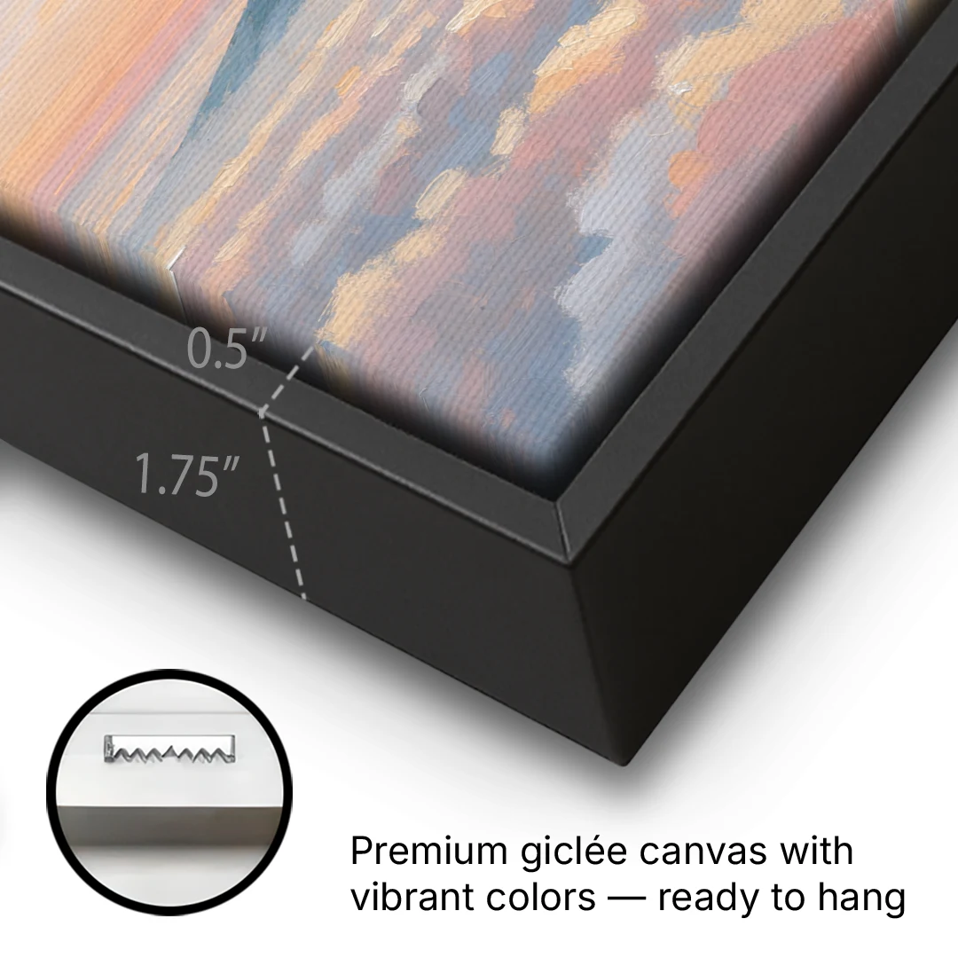 Peaceful Wall Art for Bedroom Twilight Summits - Black Framed Canvas Wall Art - Gallery Wrap Corner