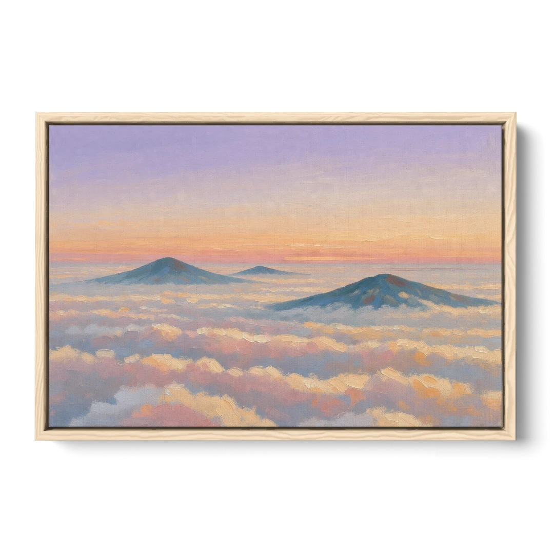 Peaceful Wall Art for Bedroom Twilight Summits - Oak Framed Canvas Wall Art - Front