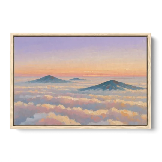 Peaceful Wall Art for Bedroom Twilight Summits - Oak Framed Canvas Wall Art - Front