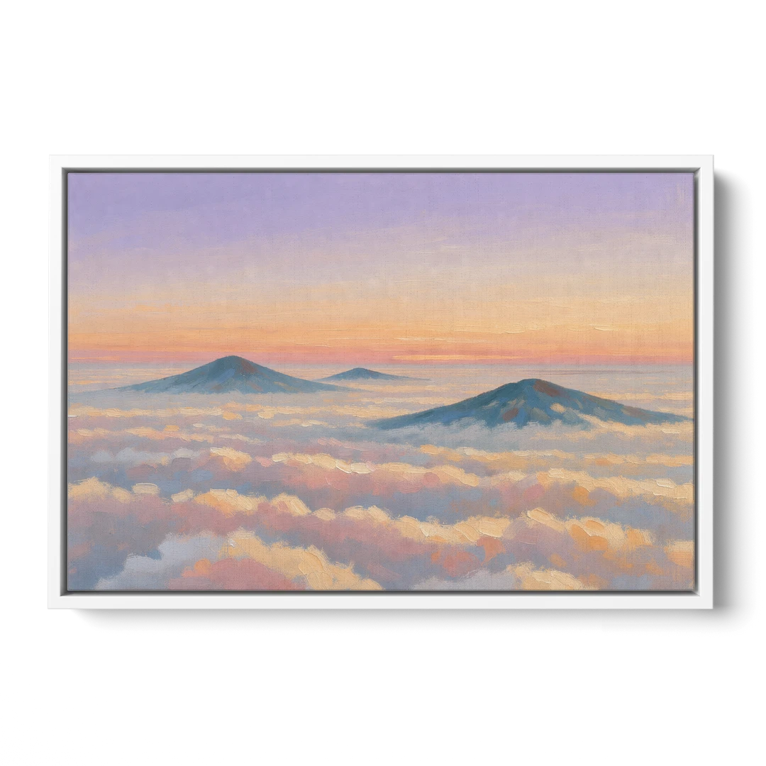 Peaceful Wall Art for Bedroom Twilight Summits - White Framed Canvas Wall Art - Front