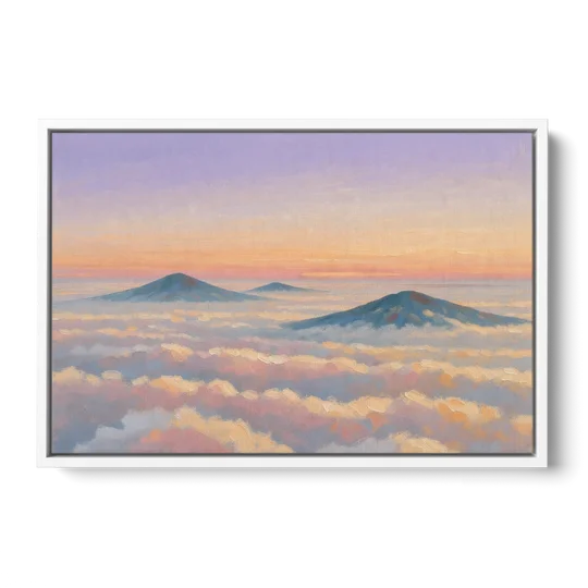 Peaceful Wall Art for Bedroom Twilight Summits - White Framed Canvas Wall Art - Front