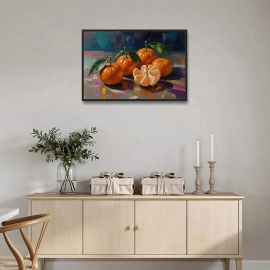 Peeled Clementine Cluster for the Contemporary Kitchen - Black Framed Canvas Wall Art - Coffee Table - 36x24