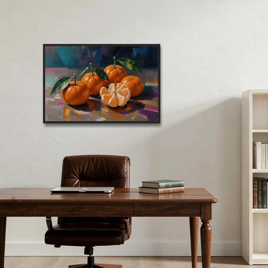 Peeled Clementine Cluster for the Contemporary Kitchen - Black Framed Canvas Wall Art - Office - 36x24