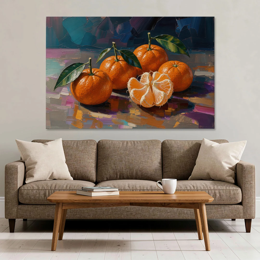 Peeled Clementine Cluster for the Contemporary Kitchen - Canvas Wall Art - Sofa - 60x40