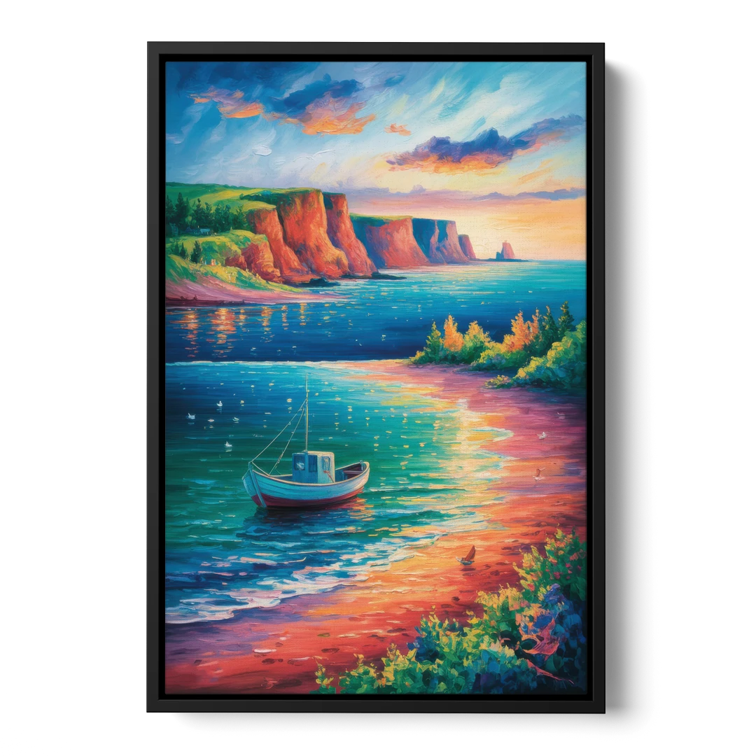 PEI Coastal Charm - Black Framed Canvas Wall Art - Front