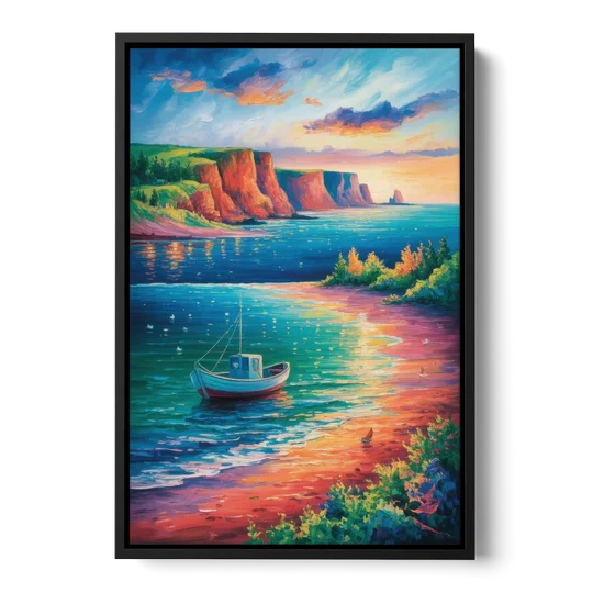 PEI Coastal Charm - Black Framed Canvas Wall Art - Front
