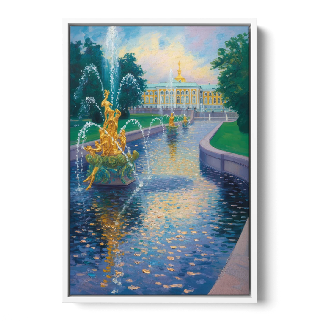 Peterhof Grandeur - White Framed Canvas Wall Art - Front