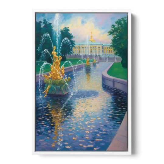 Peterhof Grandeur - White Framed Canvas Wall Art - Front