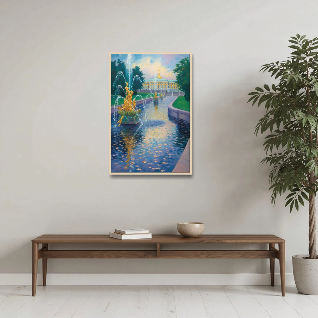 Peterhof Grandeur - Oak Framed Canvas Wall Art - Coffee Table - 24x36