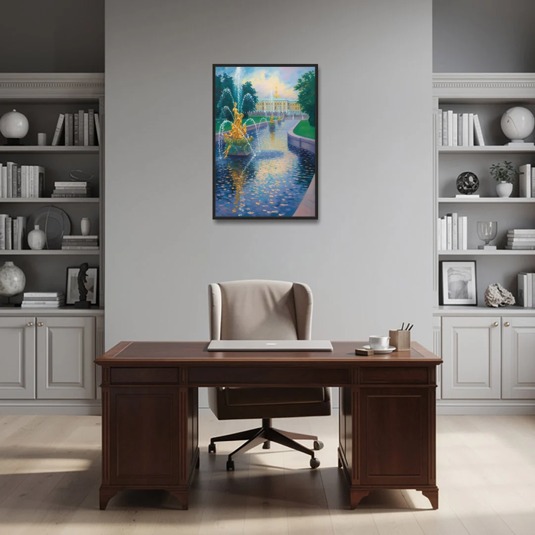 Peterhof Grandeur - Black Framed Canvas Wall Art - Office - 24x36