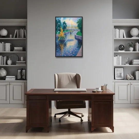 Peterhof Grandeur - Black Framed Canvas Wall Art - Office - 24x36