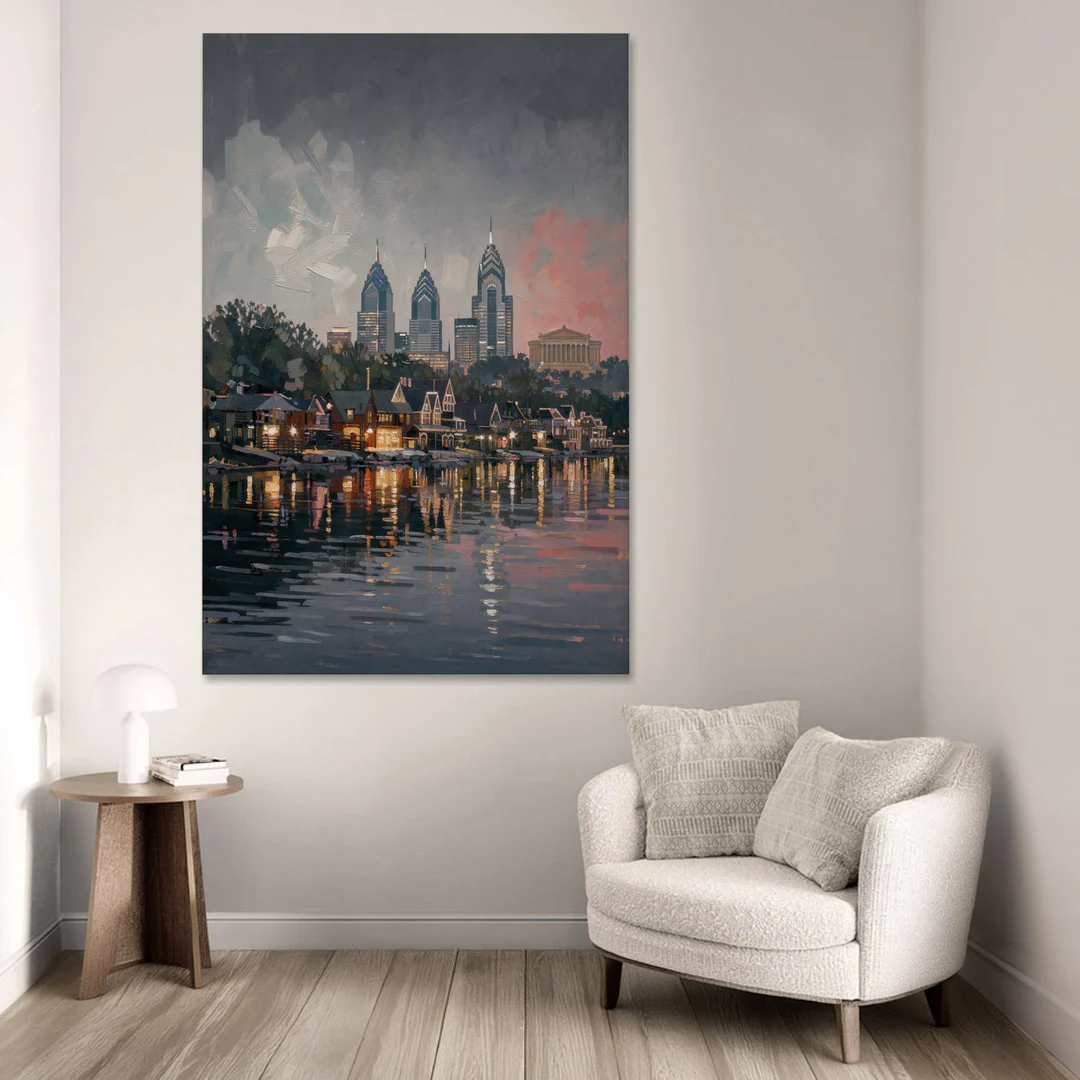Philadelphia Black and White - Canvas Wall Art - Sofa - 40x60