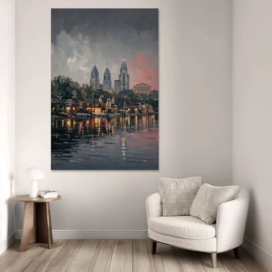 Philadelphia Black and White - Canvas Wall Art - Sofa - 40x60