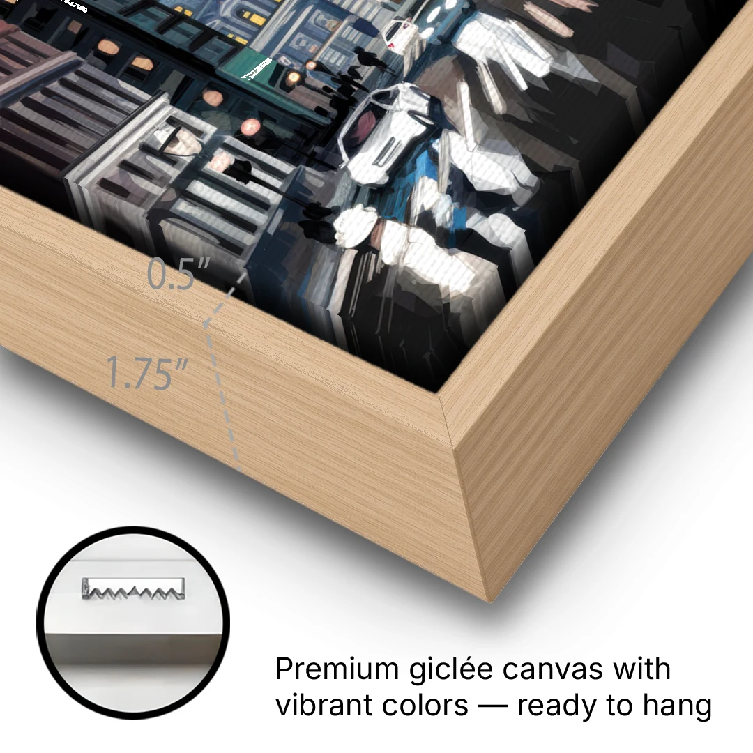 Philadelphia City Hall - Oak Framed Canvas Wall Art - Gallery Wrap Corner