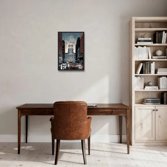 Philadelphia City Hall - Black Framed Canvas Wall Art - Office - 16x24