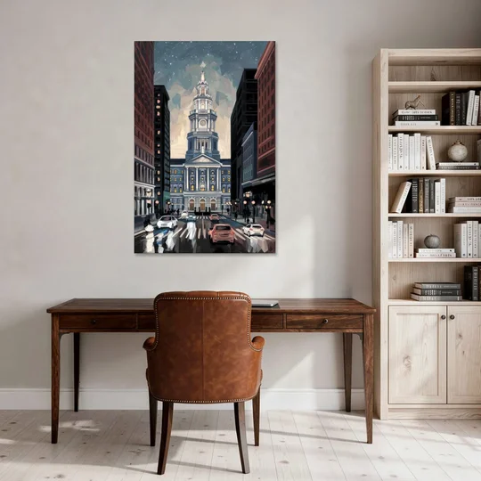 Philadelphia City Hall - Canvas Wall Art - Office - 32x48