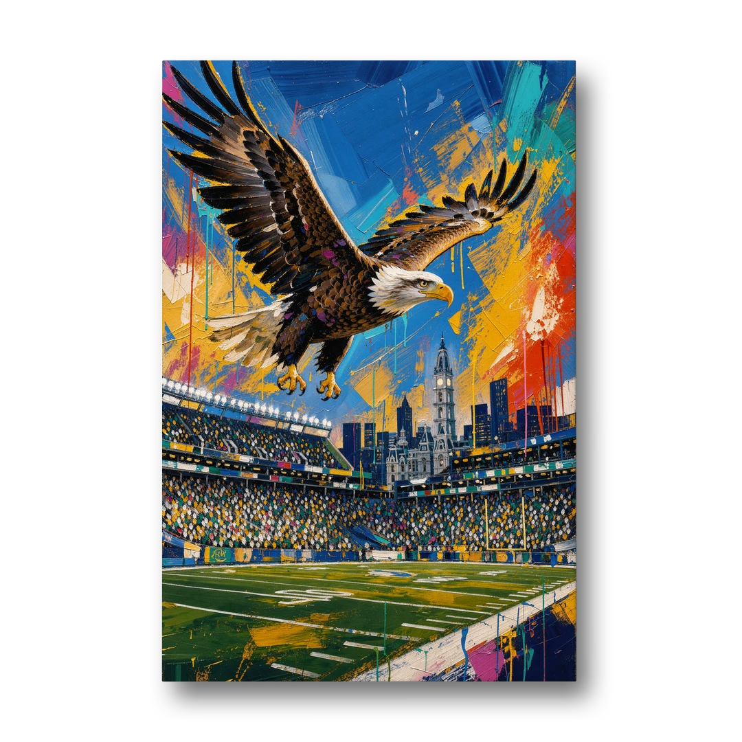 Philadelphia Eagles Symbolic Composition Painting - Canvas Wall Art - Front
