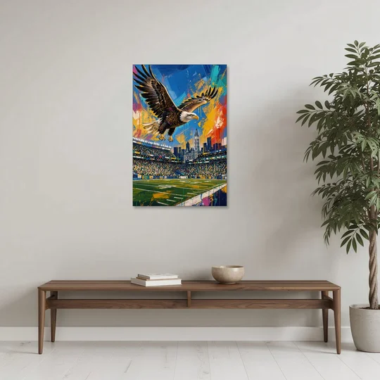 Philadelphia Eagles Symbolic Composition Painting - Canvas Wall Art - Coffee Table - 24x36